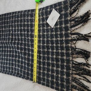 Black tan plaid scarf fringe. Once Upon a Book Club, NWT. Unisex!!!